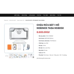 CHẬU RỬA BÁT 1 HỐ NOBINOX TASA NX8050 | Kích thước 80x50cm | Bản nâng cấp B180 2