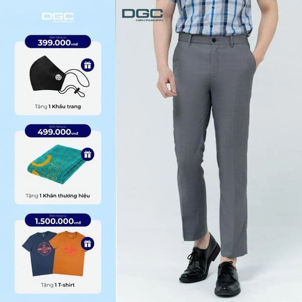 Quần âu nam dáng suông DGCs - chất liệu mềm mại, thoáng mát, bền đẹp - SQTBC01M
