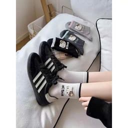 Set 10 Đôi Tất/ Vớ Hoạ Tiết Mèo Kitty Viền Màu Cổ Cao Phong Cách Dễ Thương  (miễn phí ship) 3