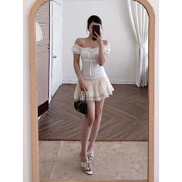 Áo Kiểu Nữ Trễ Vai Phối Ren Chất Rip Lụa Tay Ngắn Bồng Ôm Dáng - Fashion 73 5