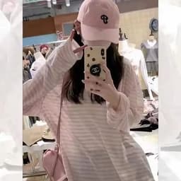 Áo Thun Giấy Dài Tay Cho Nữ Cổ Trụ Chất Liệu Cotton Giấy Kẻ Sọc Form Rộng Co Giãn Thoáng Mát Phong Cách Hàn Quốc 6