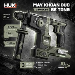Máy khoan bê tông pin HUKAN G3-HUK24, 3 chức năng, Không chổi than, Có Anti-Kickback 8