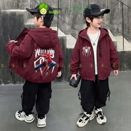 [9-37KG] Áo khoác gió cao cấp bé trai cản gió trượt nước KIMCHIBABY họa tiết Siêu Anh hùng, Áo gió bé trai cao cấp 2 lớp 3