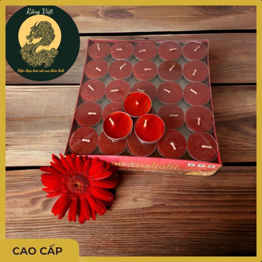 "Hộp nến tealight 100 viên Rồng Việt, nến thơm dâng ban thờ thần tài, gia tiên, giúp dâng sao giải hạn."
