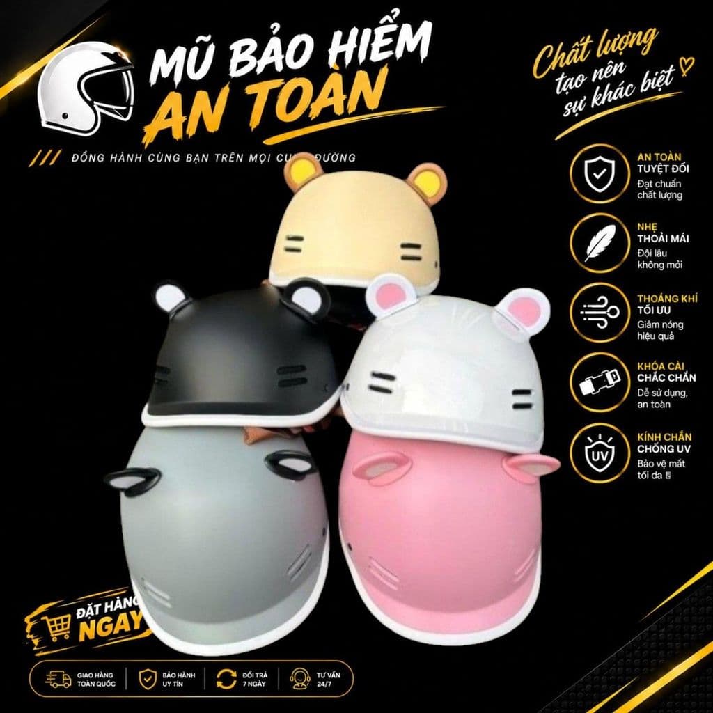 [ĐẠT CHUẨN AN TOÀN] Mũ Bảo Hiểm Cá Heo Nửa Đầu Nam Nữ Hot Trend Thời Trang Cute Kèm Charm Tên Gắn Mũ