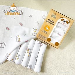 Khăn Sữa Sợi Tre Cho Bé Manny Hộp 5 Chiếc Mềm Mịn 2 Lớp 30x30cm - Timikid 8