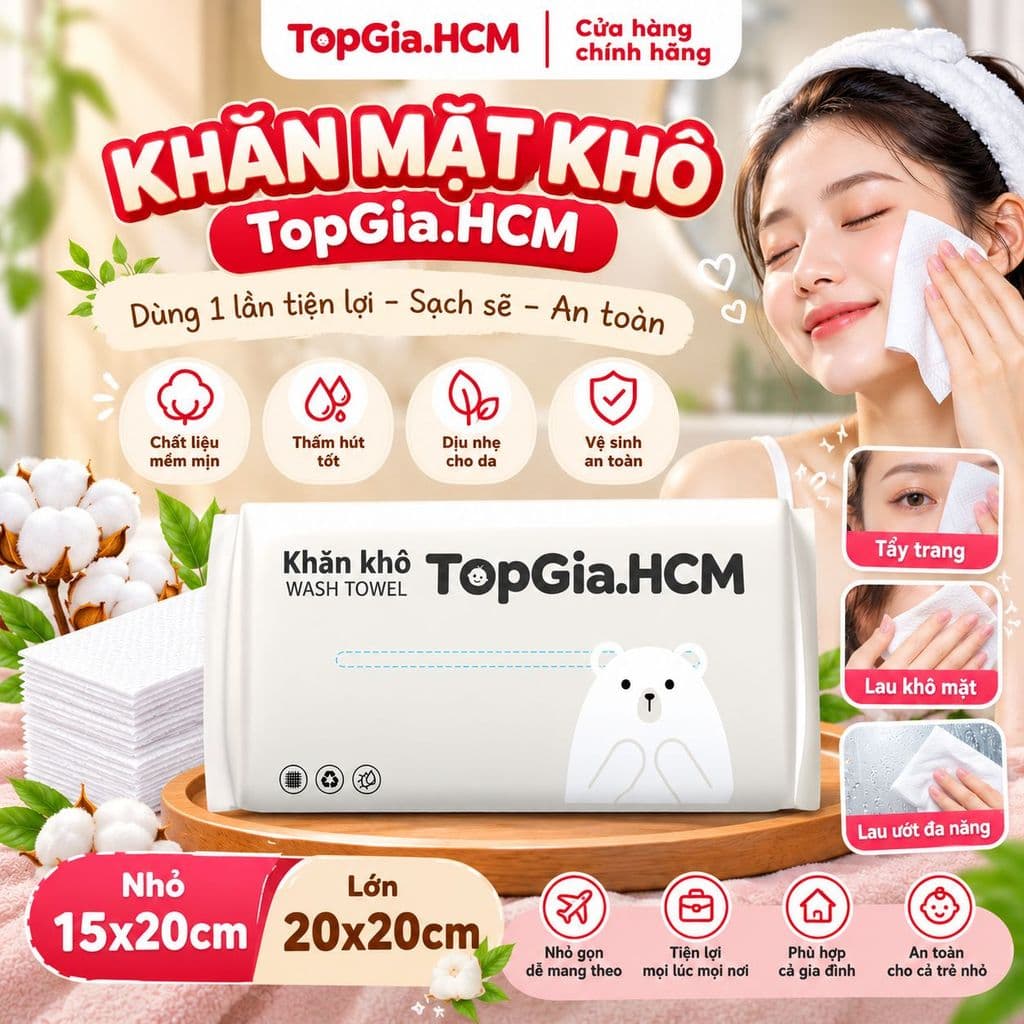 Combo 4 Bịch Khăn mặt khô TopGia Khăn tẩy trang dùng 1 lần,an toàn-lành tính phù hợp cho mọi làn da