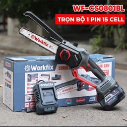 Cưa xích dùng pin WORKFIX WF-CS0801BL, Tốc độ khủng 46000v/p, Không chổi than, Tra nhớt tự động, Hỏa tốc 2