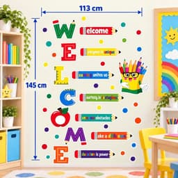 Decal Dán Tường Trí Anh Trang Trí Lớp Học Tiếng Anh, Phòng Bé Mầm Non, Cầu Vồng, Cây Yêu Thương, 6 Mẫu (N033) 4