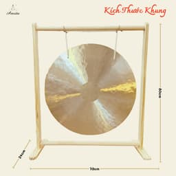[Amrita] [Hàng Sẵn] Golden Wind Gong 60cm kèm đế gỗ và chày bông - CXNP534 3