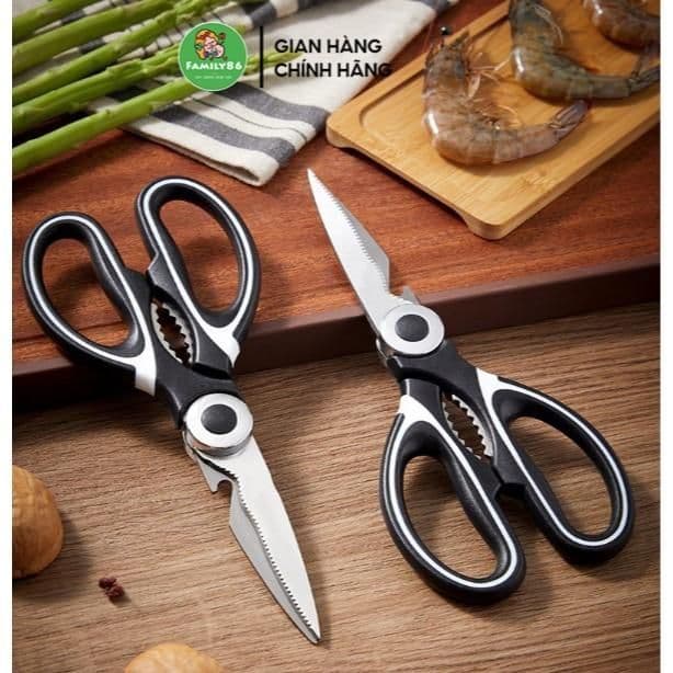 Kéo Cắt Gà, Kéo Nhà Bếp luoi Thép Trợ Lực, Kéo Đa Năng Cắt Thịt Nướng Thức Ăn Cho Bé (Có Nắp Đậy)  VOICON-[TTA11]