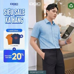 Sơ mi ngắn tay DGC dáng ôm Perfect Fit vạt bằng, Vải tre mềm mại thoáng mát - SASNBF129M 1