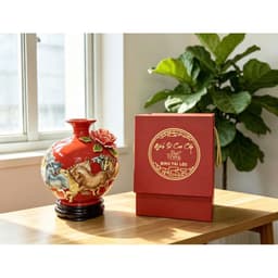 [TẶNG ĐẾ VÀ HỘP QUÀ] Bình Hút Lộc Bát mã đắp nổi RỒNG VIỆT xanh lá, Quà tặng tân gia mệnh mộc, hỏa 6