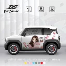 [ TẶNG GẠT DÁN] Tem xe VF3 - Ds Decal - Tem xe VF3 cho nữ - Tem trang trí ngoại thất chống nước, bền màu (1 bộ 2 bên) 2