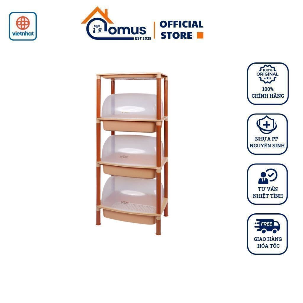 Kệ Úp Chén Bát Nhiều Tầng Có Nắp Đậy VIệt Nhật 5552/3, Kệ Đựng Bát Đũa - DOMUS