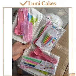COMBO 50/100 BỘ DAO DĨA  ăn bánh kem sinh nhật, set 10 thìa dĩa dao nến sinh nhật 1