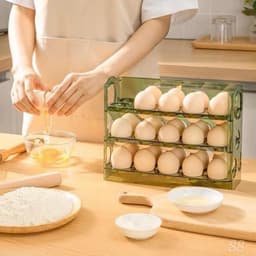 Khay đựnġ trứng thông minh 3 tầng, tự lật khi hết trứng, sức chứa 30 quả, hộp đựnġ tiện lợi. mau xanh ( VOICON-[SS67] 9