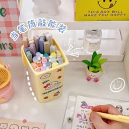 Thùng rác mini có nắp kèm sticker có thể đựnġ bút phụ kiện đa năng nhỏ gọn không chiếm diện tích VOICON-[NHI66] 3