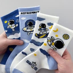 Set 10 Đôi Tất Trẻ Em Cao Cổ Phi Hành Gia Astronaut Cotton Mềm Size M-L 3-12 Tuổi 5