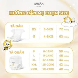 Combo 2 Bịch Bỉm Dán/ Bỉm Quần Beeboo Elite Thương Nhật Bản, Mềm Mịn, Thấm Hút 1500ml, Đủ Size XS/S/M/L/XL/2XL/3XL 8