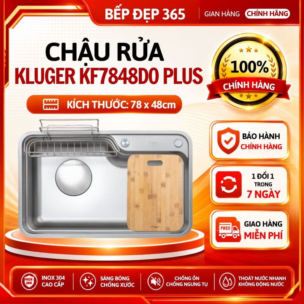 Chậu rửa bát Kluger KF7848FS-DO Plus | Kích thước 78x48cm | Mẫu mới 2026