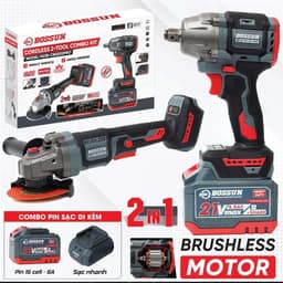 1 [COMBO 2 Máy] Máy Siết Bulong / Máy Mài Pin Bossun M21B-CB0202PRO - Chân Pin Phổ Thông, không Chổi Than, Lõi Đồng 5