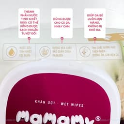 Khăn Ướt Ngừa Hăm Mamamy Cho Bé Không Mùi Và Có Mùi Tinh Dầu Cúc Vạn Thọ- Gói 100 tờ 8