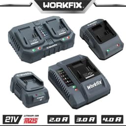 Sạc pin máy khoan - máy siết bulong - máy bắn vít Workfix chân sạc phổ thông, Sạc nhanh 2.0A - 4.0A - Sạc Đôi 3.0A 1
