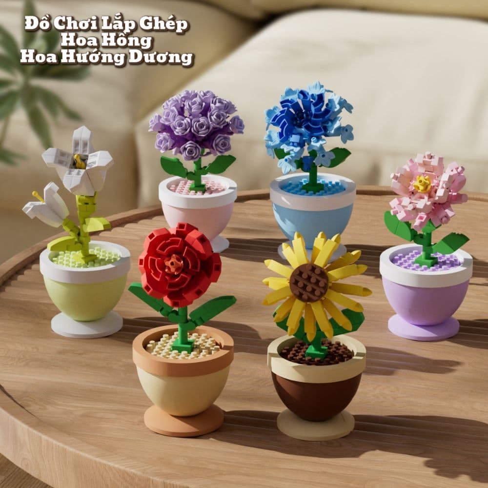 Mô Hình Tiệm Hoa Mini Lắp Ráp Decor, Cửa Hàng Hoa Hồng, Tulip, Hướng Dương, Hoa Ly, Trang Trí