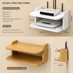 KỆ WIFI TREO TƯỜNG 2 TẦNG MDF PHỦ MELAMINE 17MM – KỆ MODEM WIFI, ĐẦU THU TRUYỀN HÌNH MÀU NGẪU NHIÊN LUX14 2