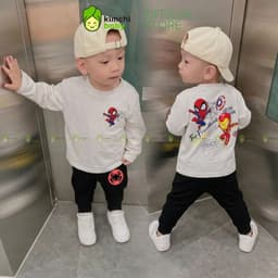 [10-29KG] Bộ Dài Tay Cho Bé Trai KIMCHIBABY Vải Cotton Cao Cấp 190gsm Họa Tiết Người Nhện, Đồ Bộ Cho Bé Mặc Nhà KD605 9