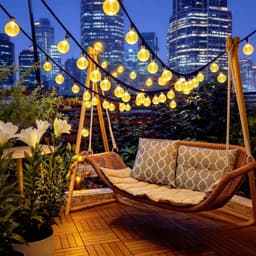 Đèn Led Trang Trí Năng Lượng Mặt Trời Hoàng Kim Dài 12m Gồm 100 Bóng Tròn, Tấm Pin Cao Cấp Có-89 6