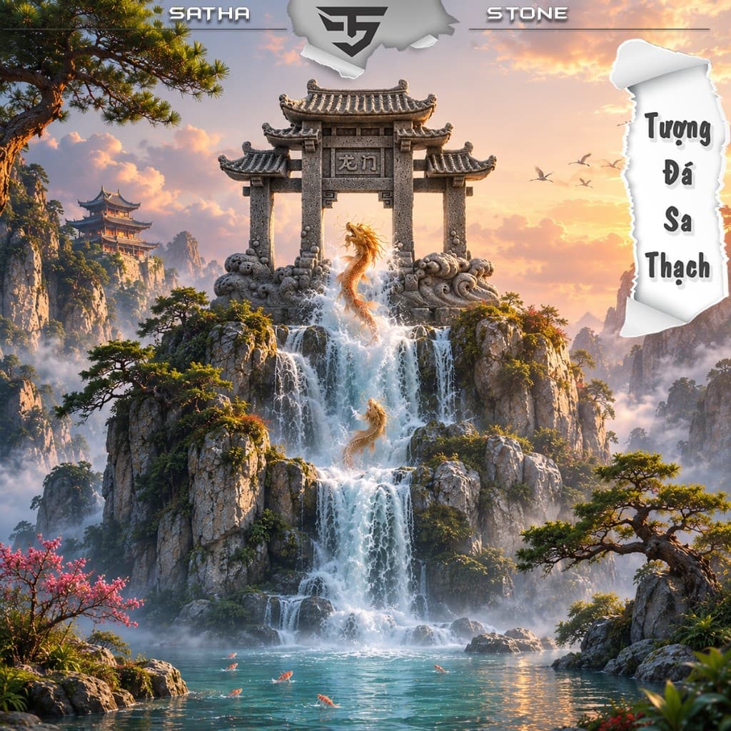Tượng cổng tam quan đá sa thạch ST.PVN2685 - Tượng deco, trang trí tiểu cảnh, bán cạn, terrarium