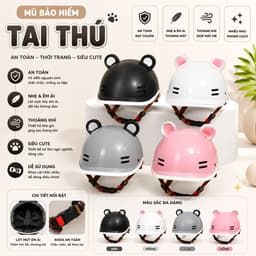 [ĐẠT CHUẨN AN TOÀN] Mũ Bảo Hiểm Cá Heo Nửa Đầu Nam Nữ Hot Trend Nhiều Màu Kèm Tai Gấu 6