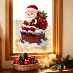 Nhãn dán chủ đề Giáng sinh Ông già Noel, Thích hợp cho gia đình, cửa hàng, tiệc Giáng sinh Cafe 2