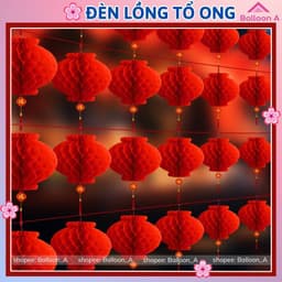 Combo 30/50/100 Đèn lồng đỏ tổ ong mini nilong treo trang trí lễ Tết, Tết nguyên đán, rằm Trung thu 6