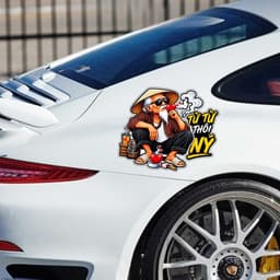 [Hỏa Tốc] Decal Dán Xe Hơi Hình Cụ Ông "Từ Từ Thôi NY" Hài Hước, Độc Lạ - Tem Dán Trang Trí Ô Tô Chống Thấm Nước 3