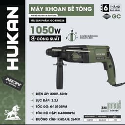 1 Máy Khoan Bê Tông HUKAN GC-ERH226 3 Chức Năng, 1050W Lực Đập 3.2J Mũi 26mm - Dùng Điện 220V 2