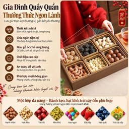 Khay Mứt 6 Ngăn Gỗ Melamine Cao Cấp Có Nắp Đậy, Khay Đựng Bánh Kẹo, Hạt, Trái Cây Khô Sang Trọng 8
