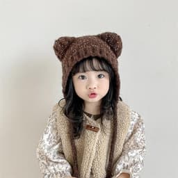 Tai Mèo Dễ Thương Trẻ Em Dệt Kim Mũ Len Thời Trang Bé Gái Ngọt Ngào Buộc Tai Bảo Vệ Ấm Áp Mũ Hoạt Hình Chống Lạnh Mũ Mùa Đông 3