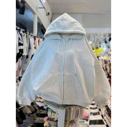 Áo khoác nỉ unisex dài tay màu xám có mũ 2 lớp và khóa kéo năng động cho mọi lứa tuổi-linhhai98 5