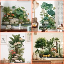 DT26 - 60x90cm Decaltrong dán tường bụi cây, khóm cây tiểu cảnh. Decal dán tường trang trí sẵn keo dán 1