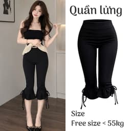 Quần thun nữ y2k cạp cao chất thun co giãn dán lửng phối dây rút cá tính QL28 9