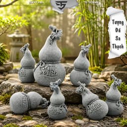Tượng hồ lô may mắn đá sa thạch - Tượng deco, trang trí tiểu cảnh, bán cạn, terrarium 1