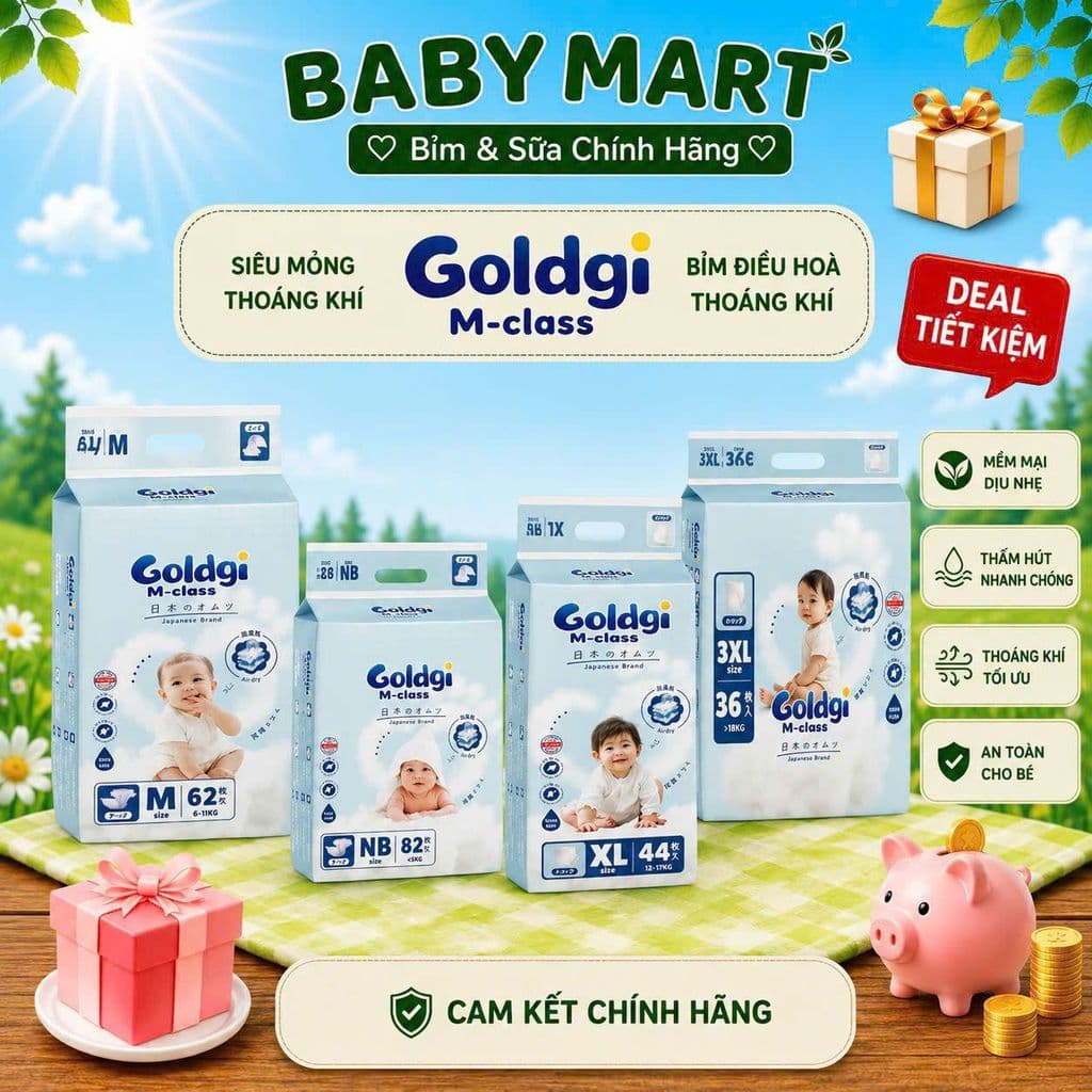 [TRỢ GIÁ] Bỉm Dán/Quần Goldgi M-Class 2026 Điều Hoà Siêu Thoáng Cho Bé.