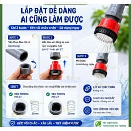 Đầu Sen Tăng Áp 1000 Lỗ Phun Tia Siêu Mịn Tiết Kiệm Nước PHÙ HỢP DÙNG TƯỚI CÂY, RỬA BÁT, TẮM , ĐẦU 21 -27 1