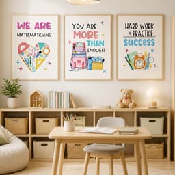 Bộ 3 Tranh Treo Tường Trẻ Em Màu Sắc Sặc Sỡ Câu Nói Khích Lệ Tích Cực Trang Trí Phòng Bé Lớp Học Mầm Non 1