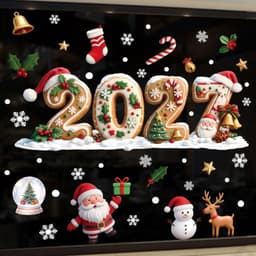 GIỚI HẠN CAMP Nhãn Dán Cửa Sổ Kính Giáng Sinh, Có Thể Tháo Rời Tĩnh Chống Thấm Nước 2027 Decal Dán Tĩnh, Ông Già Noel DIY Tinh Tế Nhỏ Xmas Cửa Đảng Dán Trang Trí Lễ Hội 7