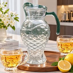 Bộ Bình Cốc Thủy Tinh Cao Cấp Có Quai Cầm – Bình Dung Tích Lớn Kèm 6 Cốc, Bộ Bình Nước Để Bàn Sang Trọng 7