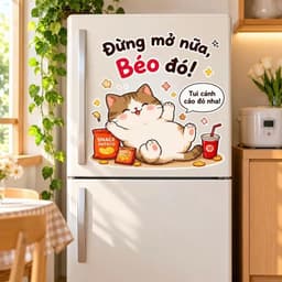 [Hỏa Tốc] Decal Dán Tủ Lạnh Mèo Con "Hôm Nay Ăn Gì?" Chống Thấm Nước, Bền Đẹp 7
